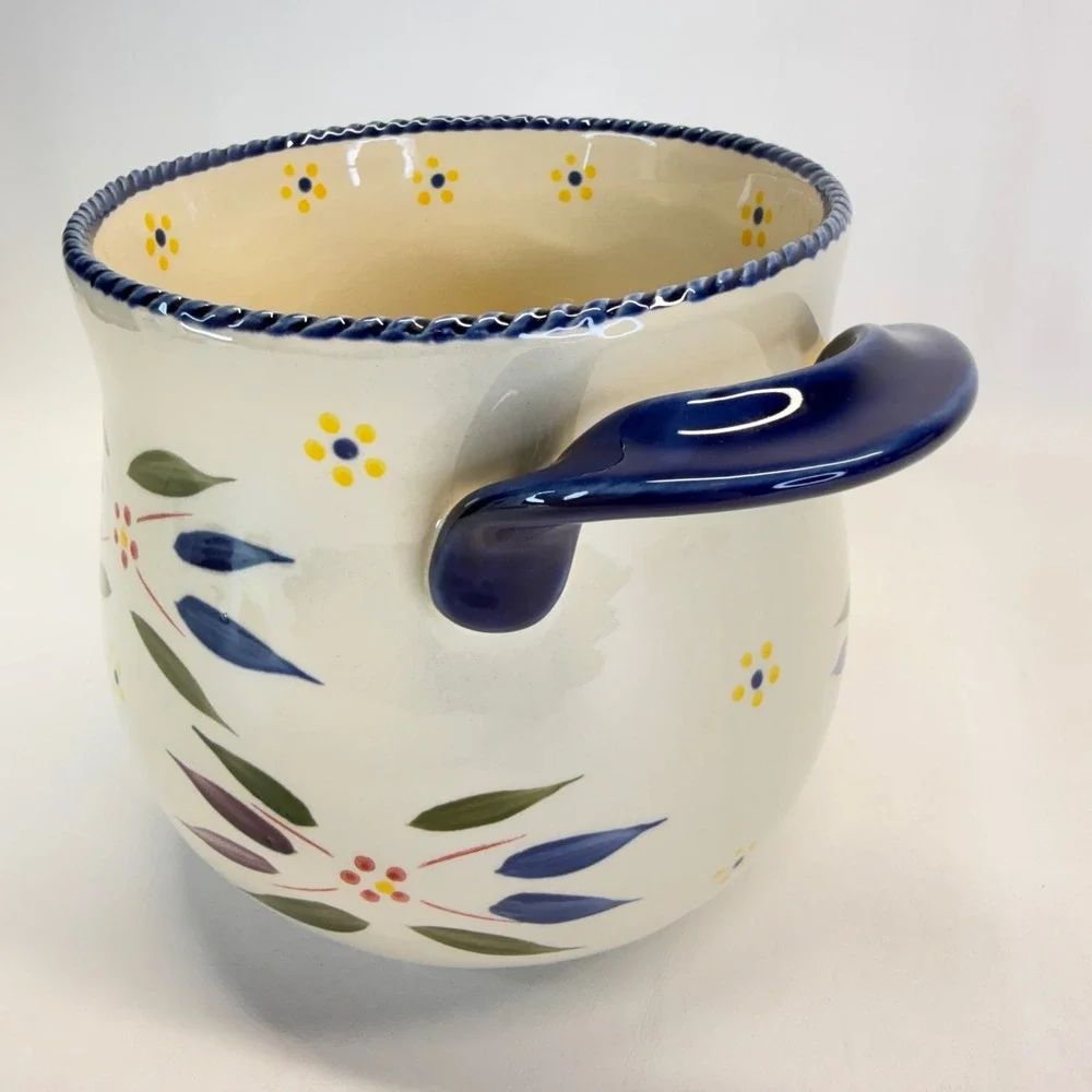 Temp-tations Old World Utensil Crock Floral Ceramic Blue PPP-LD-304525